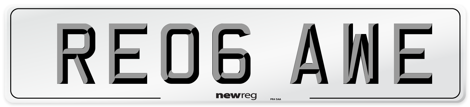 RE06 AWE Number Plate from New Reg
